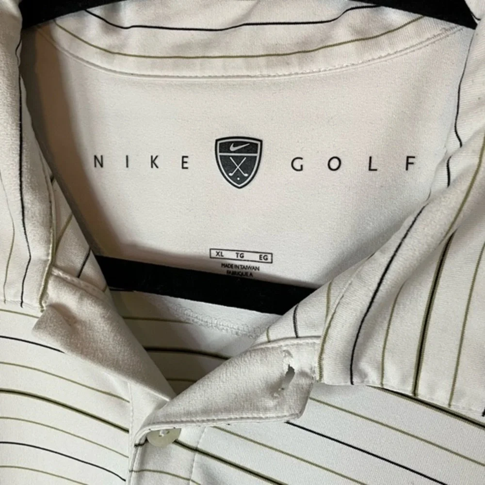 Nike Golf Dri-Fit UV Long Sleeve White Polo with Brown and Blue Stripes Size‎ XL - Picture 4 of 8